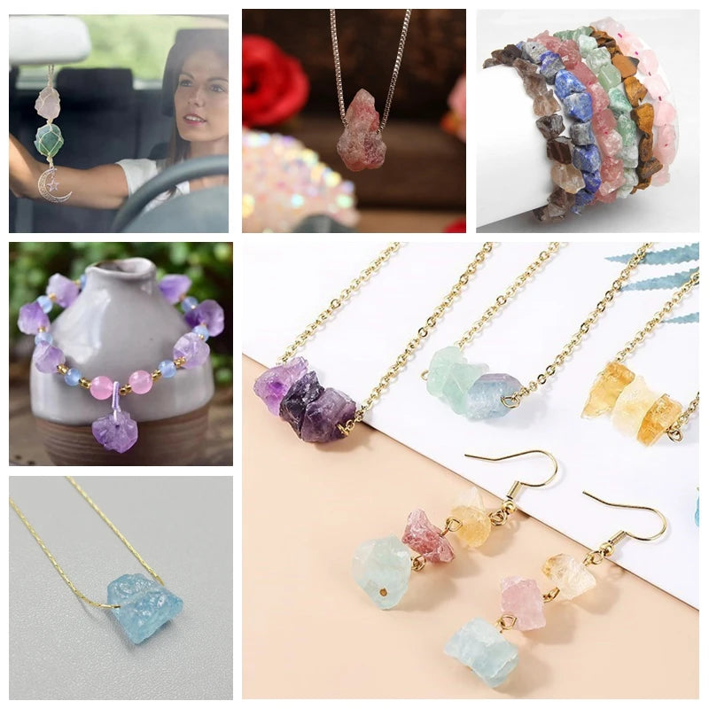 7.5" Natural Irregular Rough Stone Beads Raw Rock Lapis Quartzs Nuggets For Jewelry Making DIY Earrings Bracelet Supply 7-30mm