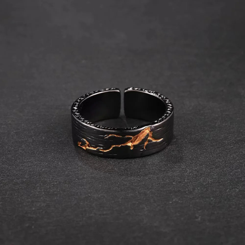 Retro Carved Crack Painting Ring For Women Men Vintage Handmade Open Ring Punk Gothic Accessories Designer Jewelry Love Gift