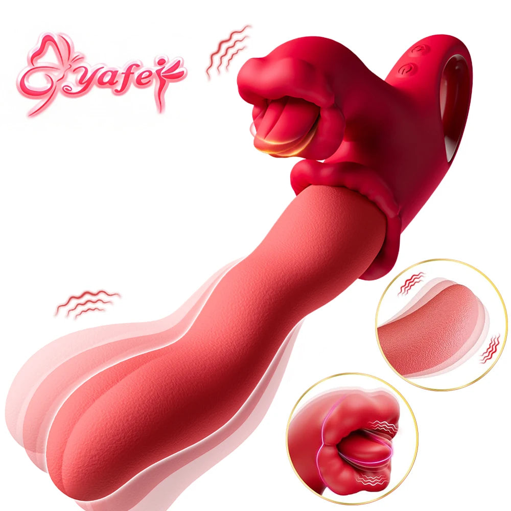 3-in-1 Klitoris-Zungen-Vibrator für Frauen – Stimulator von Klitoris, Brustwarzen und G-Punkt – Vaginalmassagegerät – Sexspielzeug für Erwachsene