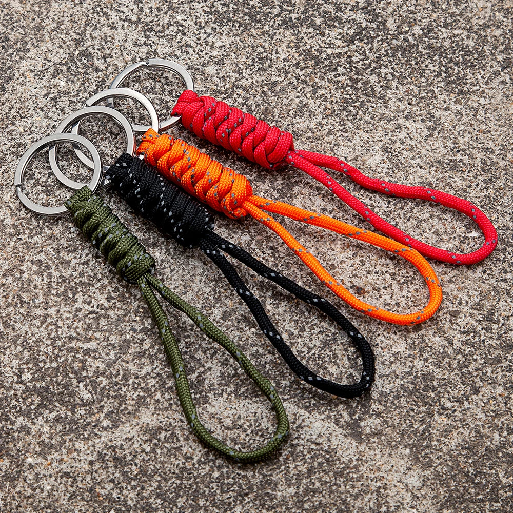 MKENDN High Strength Parachute Cord Keychain Outdoor Rock Climbing Camping Emergency Survival Paracord Lanyard Metal Key Ring