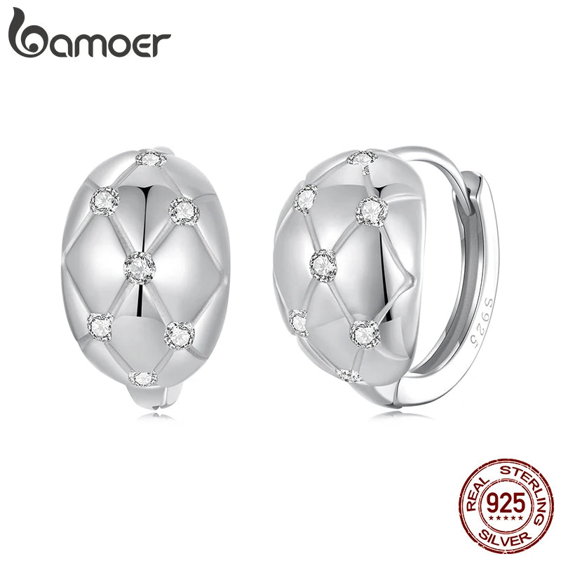 BAMOER 925 Sterling Silver Chunky Hoop Earrings for Women, Lightweight Waterdrop Hollow Open Hoops Hypoallergenic Jewelry