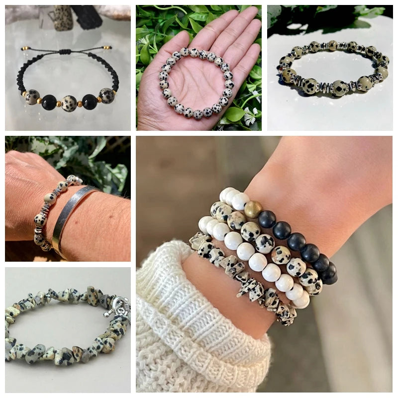 New Arrival Dalmation Jaspers Stone Bead Natural Spotted Stone Various Shape Loose Spacer Beads DIY Handmade Jewelry Accessories