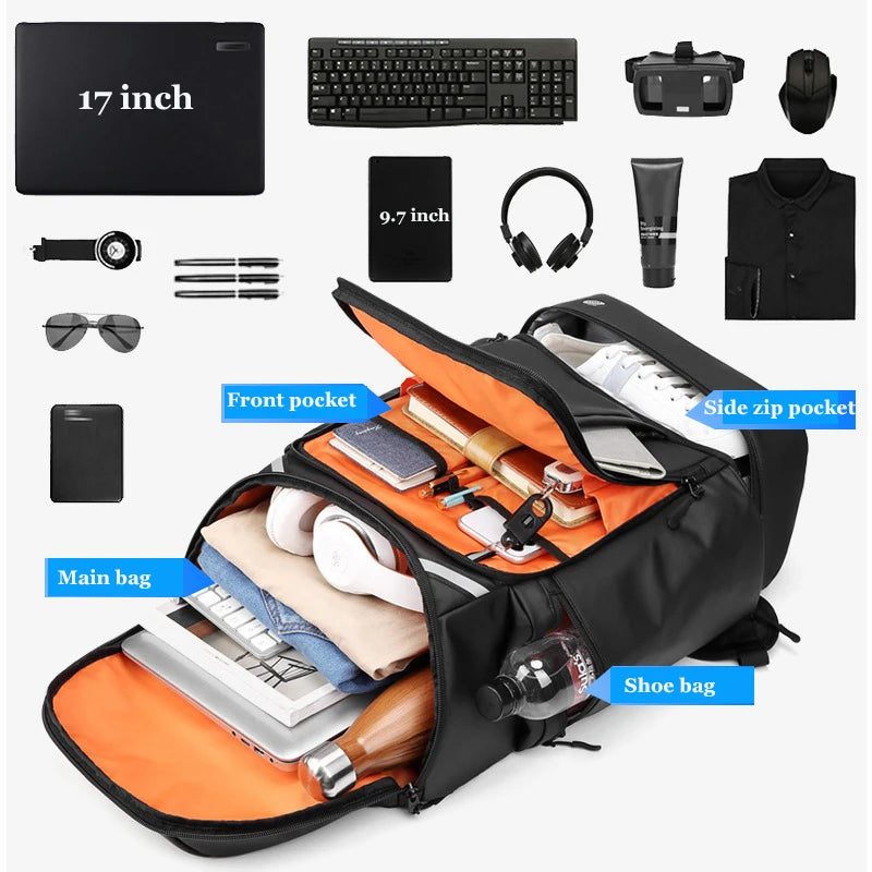 Men travel backpack large capacity trekking Backpack Business 17 Inch Laptop Backpack 50L Hiking fashion Backpack With shoe bag - Madeinsea©