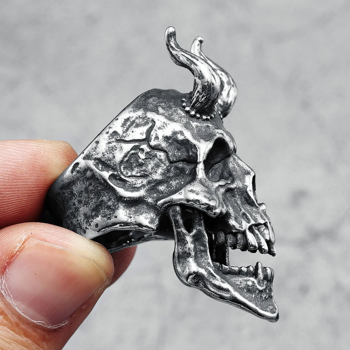 Bague en acier inoxydable 316L pour homme avec tête de mort de Satan, style punk, démon, rock, rap, fête, motard, petit ami, bijoux, meilleur cadeau