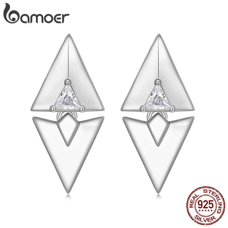 BAMOER Hypoallergene Ohrstecker aus 925er Sterlingsilber mit dreieckigen geometrischen Motiven, minimalistischer geometrischer Schmuck, Valentinstagsgeschenk für Frauen