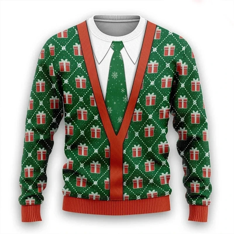 Christmas and winter Christmas sweater, ugly sweater, informal and stylish Christmas neck for men and women 3D