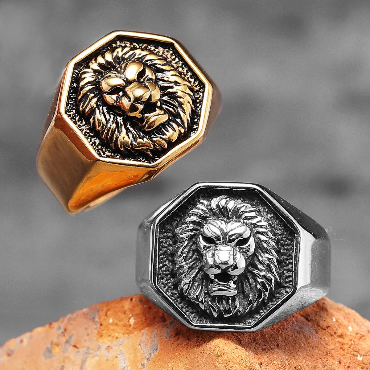 Lion King Animal Stainless Steel Mens Womens Rings Punk Trendy Unique for Couple Male Biker Jewelry Creativity Gift Wholesale - Madeinsea©