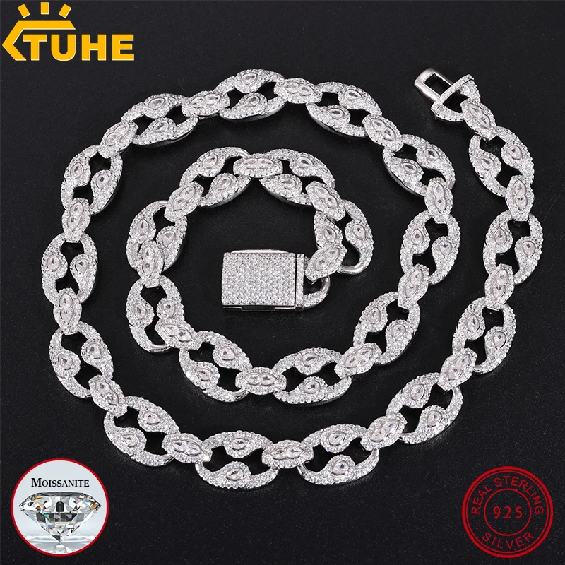 New 925 Silver Chains Original Certified for Man Women Luxury Eyes Moissanite Diamond Necklace 18k Gold Jewelry Packaging Gift