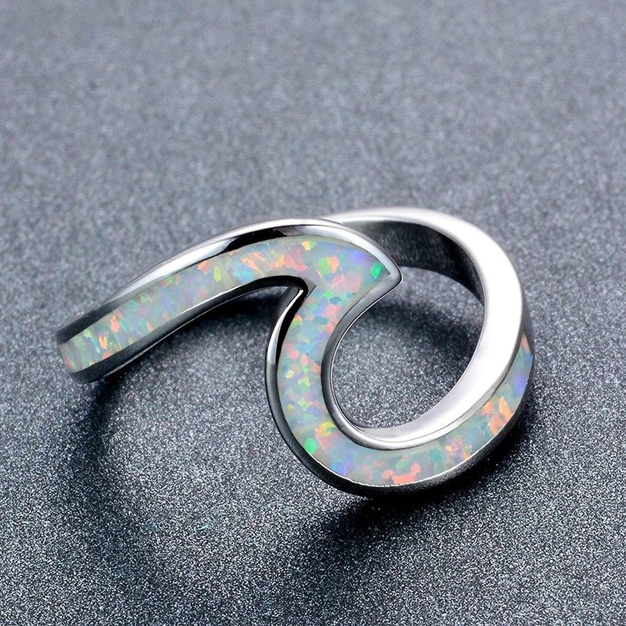 925 Sterling Silver Ocean Wave Ring - Madeinsea©