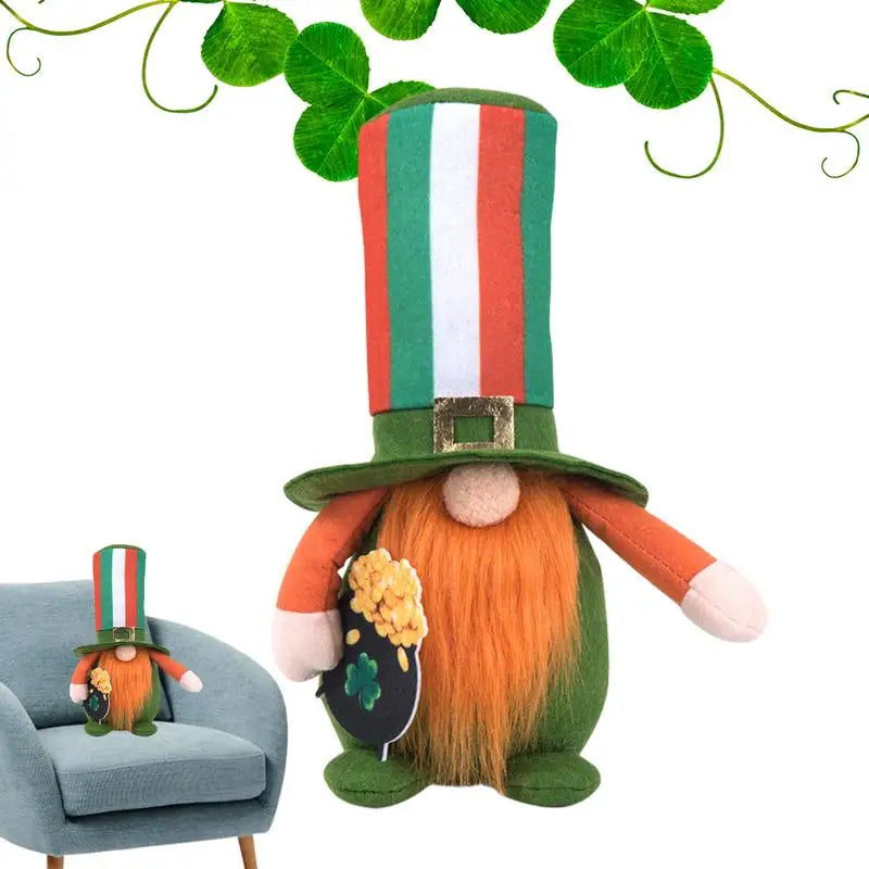 St Patricks Gnomes Plush Leprechaun Green Irish Scandinavian Nisse Green Shamrock Faceless Dwarf Leprechaun Plushie Tiered Tray