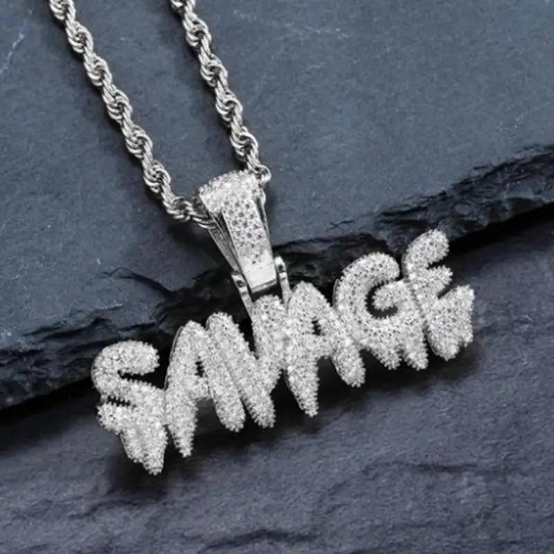 Eiskristall-Alphabet-Anhänger mit 61 cm langer Kette für Männer und Frauen, funkelnder Hip-Hop-Rock-Rap-Schmuck, Geschenke