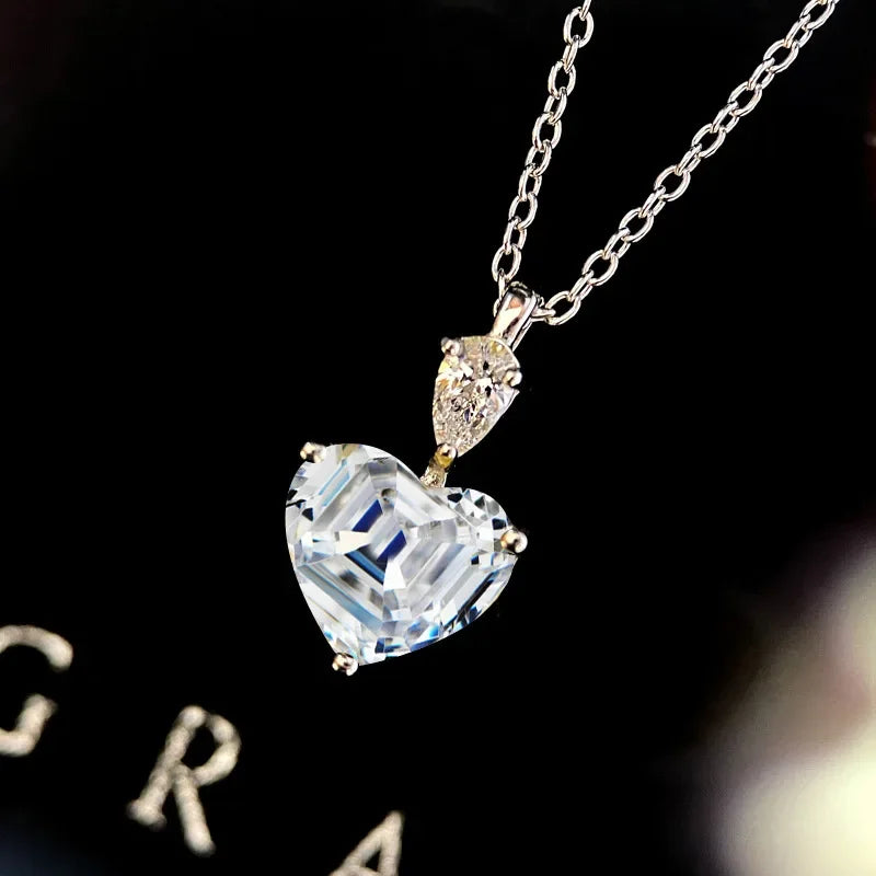 Real 925 Sterling Silver Diamond Necklace Pure Natural Diamond Pendant Christmas Jewelry S925