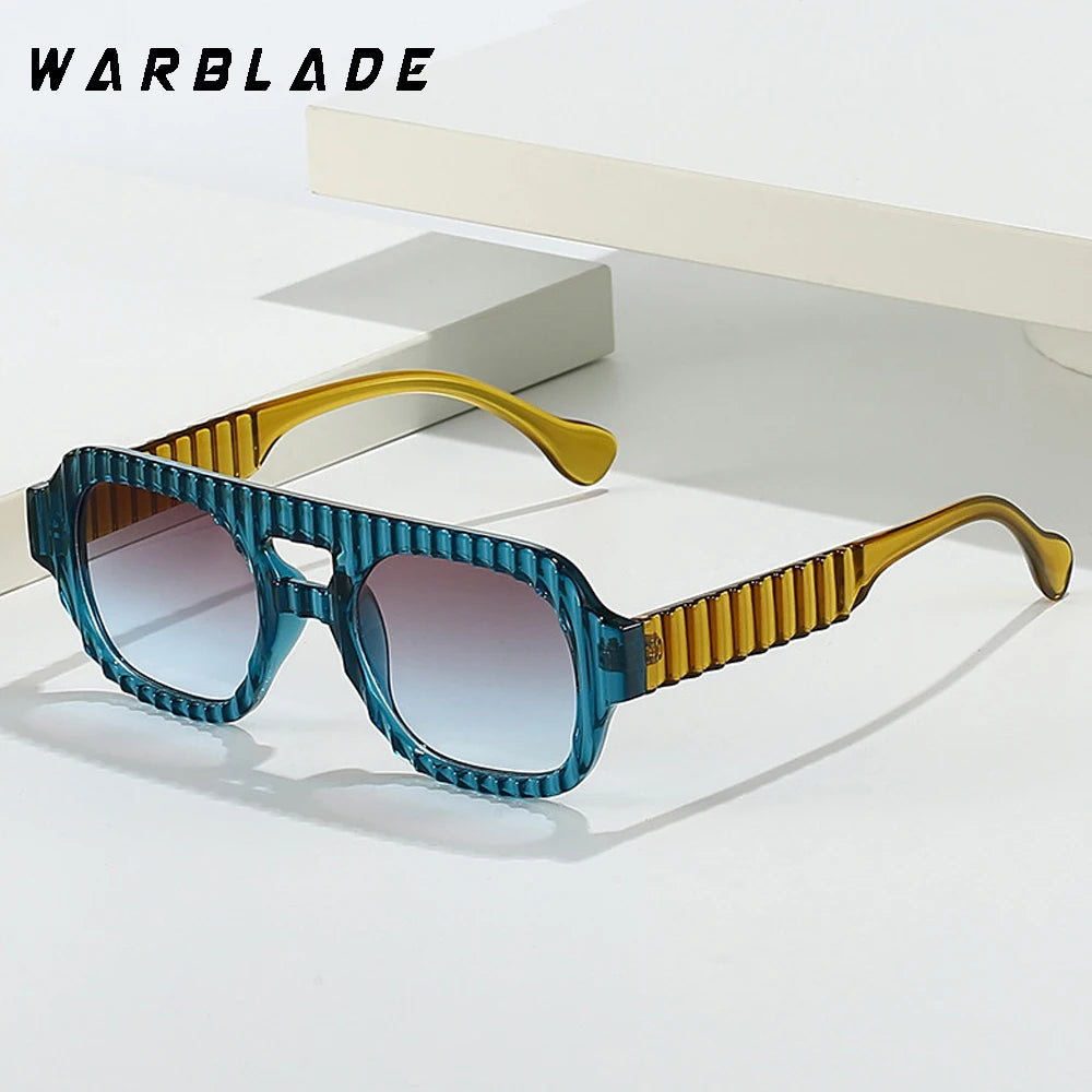 2025 Fashion Striped Frame Double Bridges Sunglasses Men Women Pilot Vintage Casual Versatile Sun Protection Sun Glasses UV400