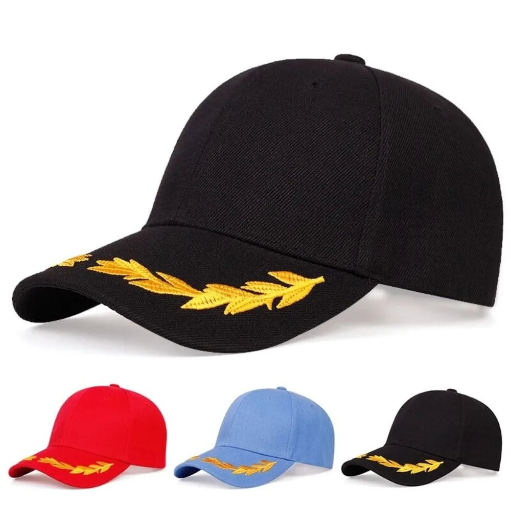 Fashion Brim Design Baseball Caps Wheat Ear Embroidery Casual Style Casual Hats Adjustable Sunscreen Hat Outdoor Activities