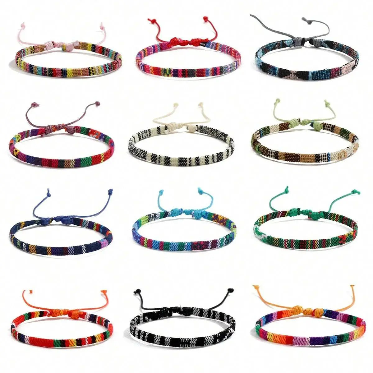 12pcs Boho Surfer Beach Bracelet Set Men & Women Braided Boho Summer Bracelets Handmade Festival Jewelry