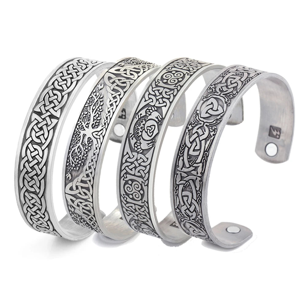 Bracelets de santé Talisman Viking Dreamtimes Arbre de vie Nœud de chance Runes Trinité Bracelets manchette magnétiques réglables pour femmes hommes