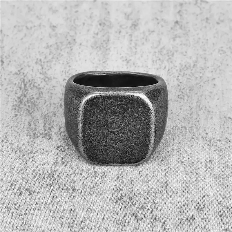 Vintag Steel Ring Square Flat Top 316L Titanium Steel Blank Plain Men Ring Personality Jewelry Smooth Surface Jewelry Wholesale