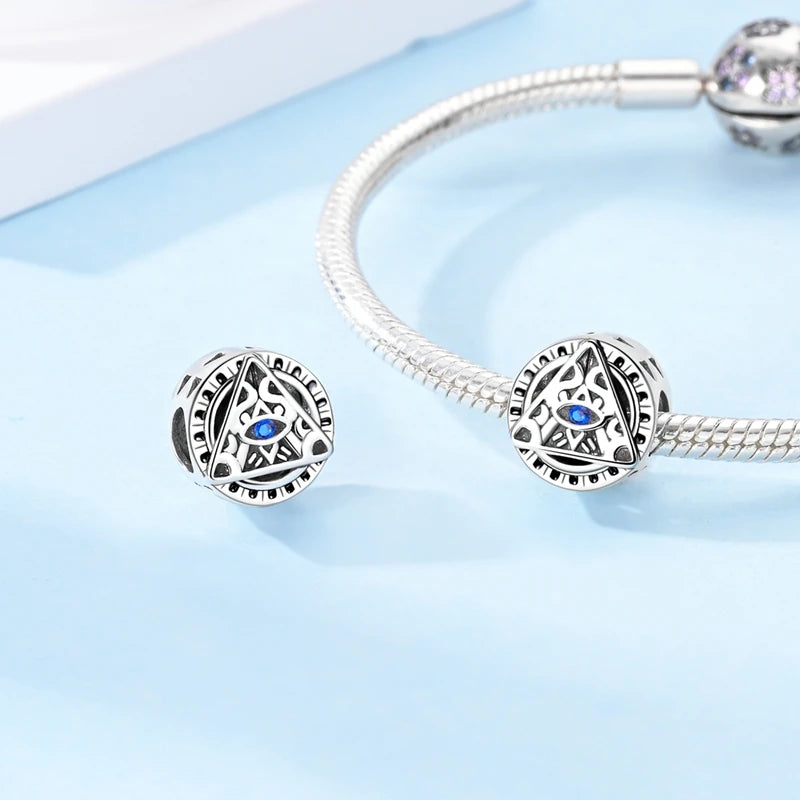 100% 925 Sterling Silver Sparkling Evil Eyes Palms Charms Pendants Fit 925 Original Bracelets DIY Fine Protect Jewelry For Woman