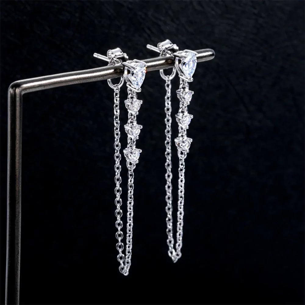 Serenity 1.36ct Pear Cut Moissanite Earrings for Women Gift 100% S925 Sterling Silver Water Drop Tassel Earrings Plated 18K GRA - Madeinsea©