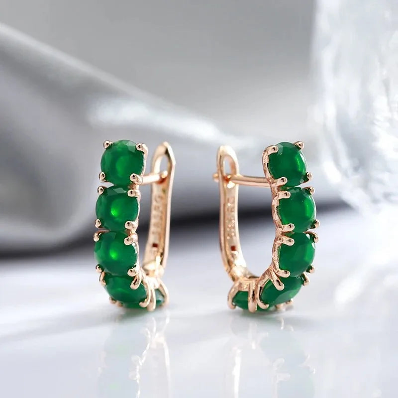 14K Multi Gold Ring for Women Natural Emerald with Diamond Jewelry Anillos De Bizuteria Anillos Mujer Gemstone earrings Box