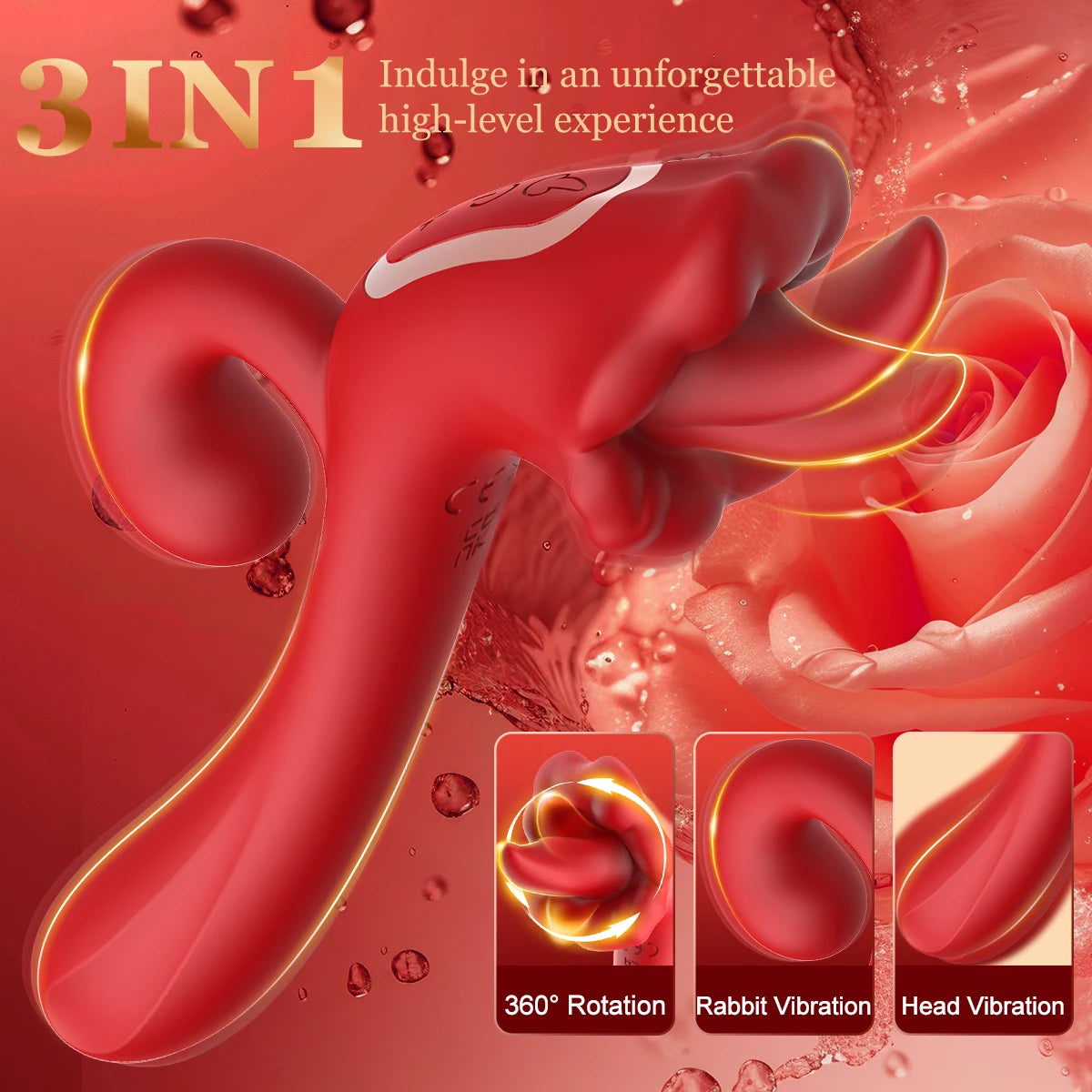 3-in-1-Zungen-Vibrator-Dildo für Frauen, Sexspielzeug für Erwachsene, G-Punkt- und Klitorisstimulator, Nippelmassagegerät, Masturbator, Sexspielzeug ab 18 Jahren