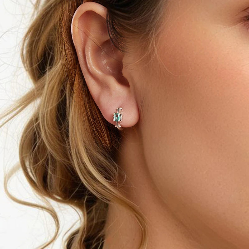 BAMOER Solid 925 Sterling Silver Iris Flower Hoop Earrings Huggie for Women Teens Flower Hoop Earrings Cartilage Earrings