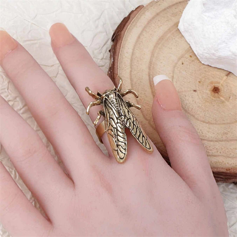 Retro Insect Opening Ring For Women Animal Beetle Cicada Punk Hip-hop Adjustable Finger Ring Trend Daily Party Jewelry Accessory