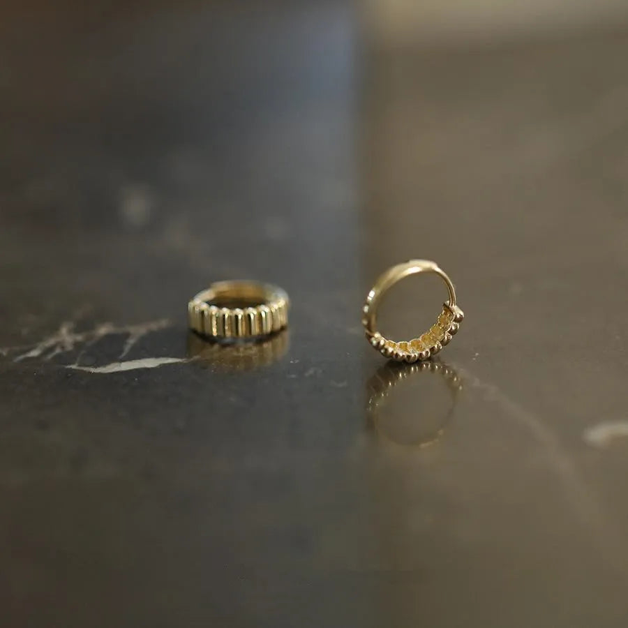 Retro-trendige gerippte Ohrringe, 925er Sterlingsilber, plattiert, 14 Karat Gold, Ohrringe für Damen, vielseitiger Schmuck