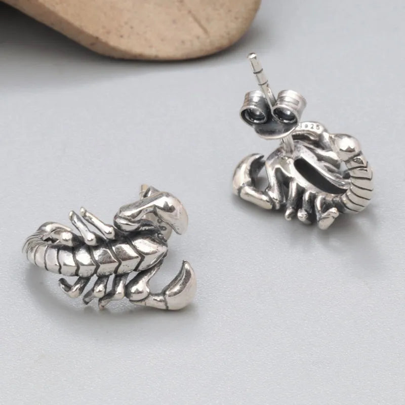 Buyee 925 Sterling Silber Einzigartige Ohrringe Ausgezeichnete Skorpion Ohrstecker für Frauen Mann Übertreibung Punk Edlen Schmuck Ohrring