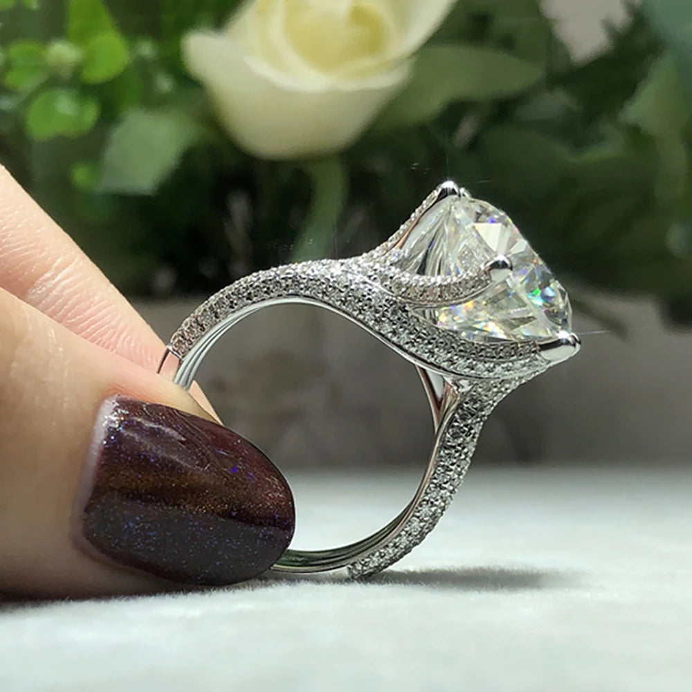 Serenity 3-5ct D Big Moissanite Rings For Women Wedding Bridal S925 Sterling Silver Sparkling Lab Diamond Eternity Rings Jewelry