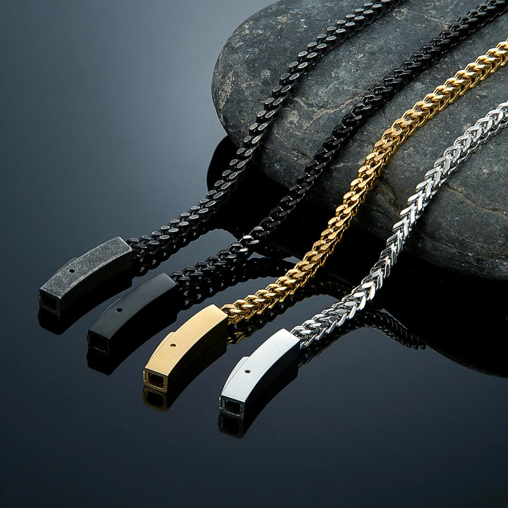 MKENDN Mens 3MM Byzantine Cuban Link Chain Bracelets Retro Stainless Steel Link Wristband Vintage Jewelry Gift for Him Boy