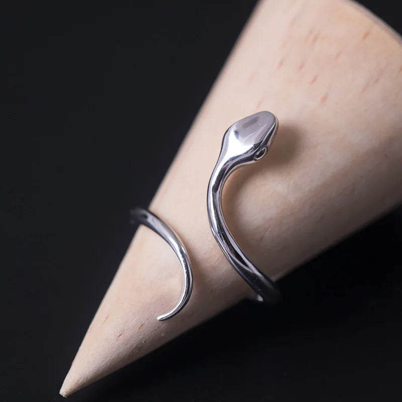 MKENDN Minimalist Style 100% 925 Sterling Silver Snake Ring For Men Women Gothic Street Hip Hop Punk Jewelry