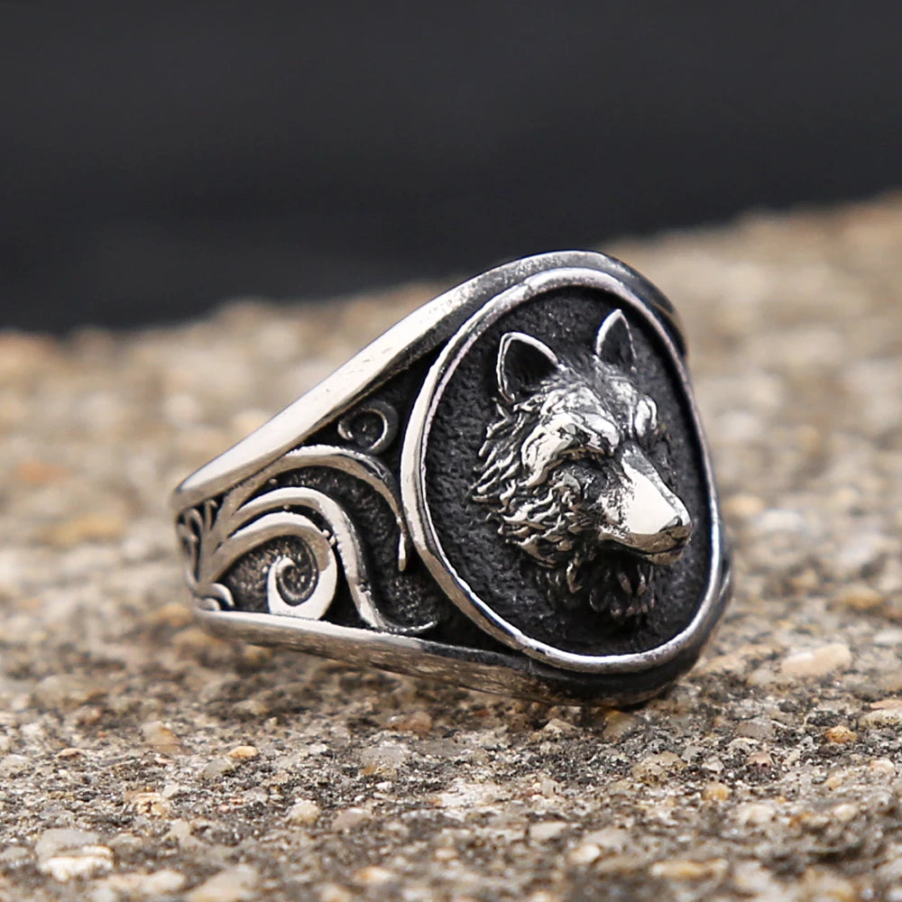 New Creative Viking Wolf Head Ring For Men Women Punk Fashion Stainless Steel Animal Rings Vintage Jewelry Gifts Dropshipping