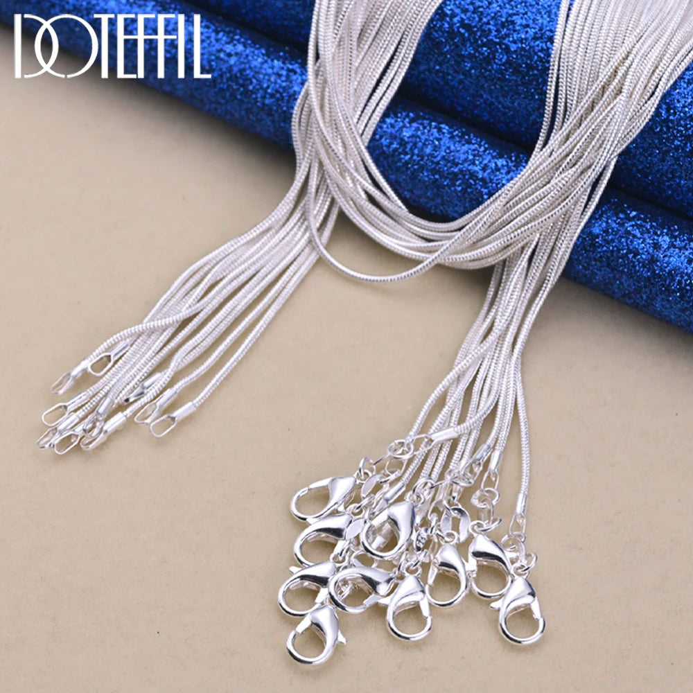 DOTEFFIL 925 Sterling Silver 5/10pcs/Lot 16/18/20/22/24/26/28/30 Inch 1.2mm Snake Chain Necklace For Woman Man Fashion Jewelry - Madeinsea©