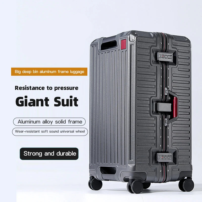 Suitcase Wide Handle Travel Suitcase Men 20 24 26 Carry-On Luggage Women PC Aluminum Frame Trolley Case - Madeinsea©