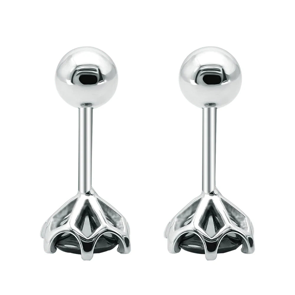 Serenity 5mm 6.5mm Real Black Moissanite Screw Earrings For Women Wedding Bridal 100% S925 Sterling Silver Earrings Fine Jewelry