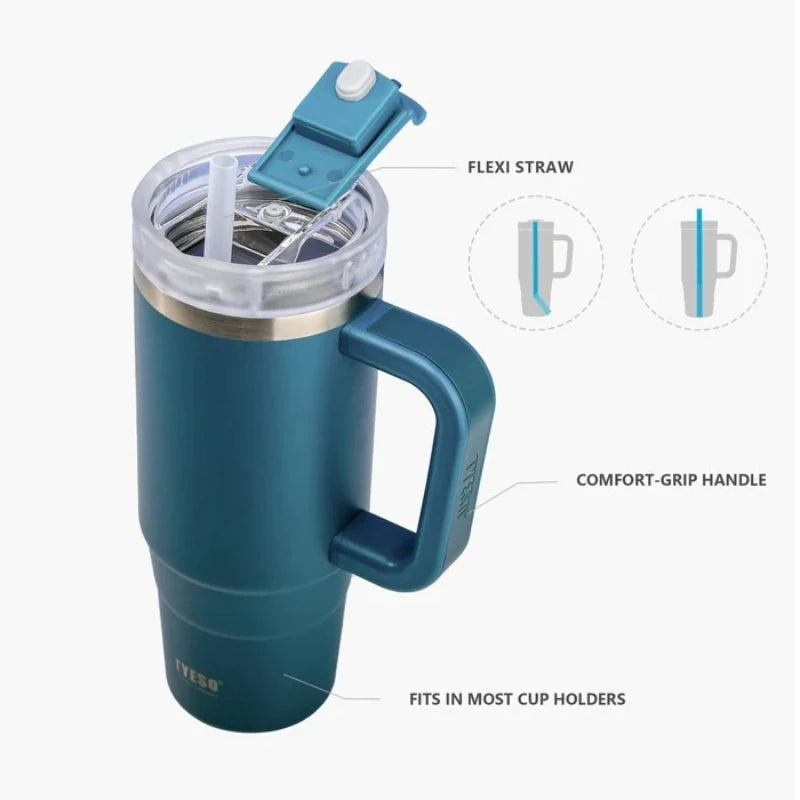 Tyeso Stainless Steel Vacuum Flask Double Wall Insulated Thermos Bottle Hot/Cold Travel Mug Leak-Proof Car Coffee Water Bottle