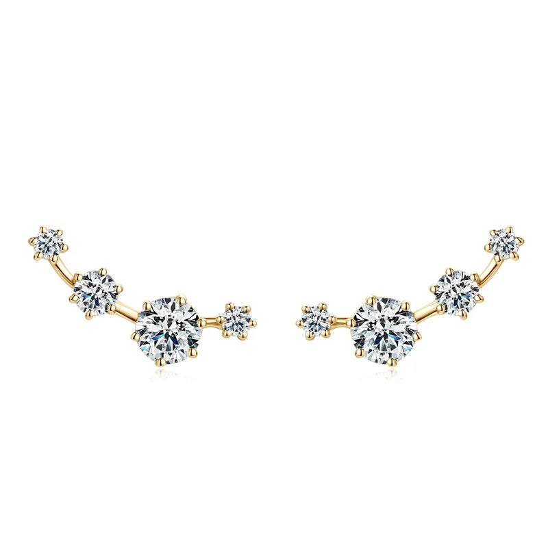 OXTAO Fashion Moissanite Earrings Stud Climber 925 Sterling Silver Round For Women Premium Jewelry Gifts And Certifications