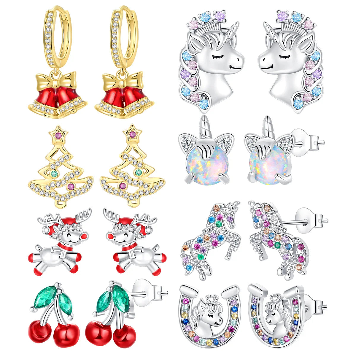 2024 New Silver Bell Tree Elk Christmas Series Fit Original Brand Charms Diy Fine Jewelry Women Gift For Fine Earring Making