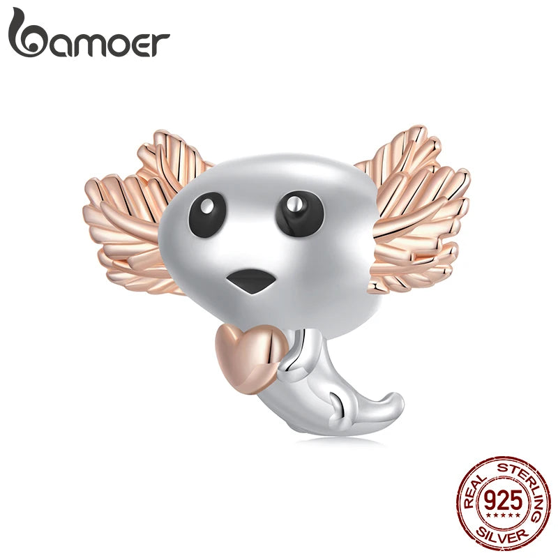 BAMOER Solid 925 Sterling Silver Cute Salamander Charm Bead fit Original Bracelet & Necklaces Jewelry DIY bamoer Animal Charm