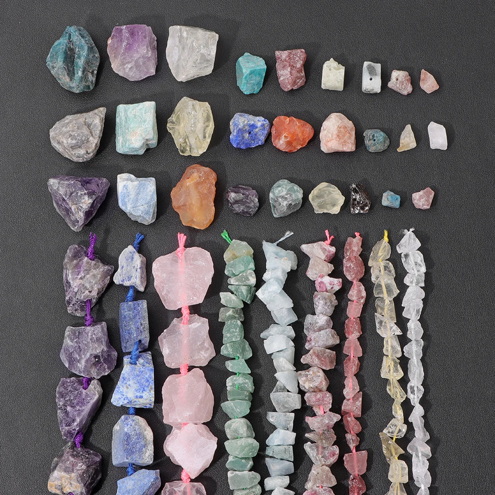 7.5" Natural Irregular Rough Stone Beads Raw Rock Lapis Quartzs Nuggets For Jewelry Making DIY Earrings Bracelet Supply 7-30mm