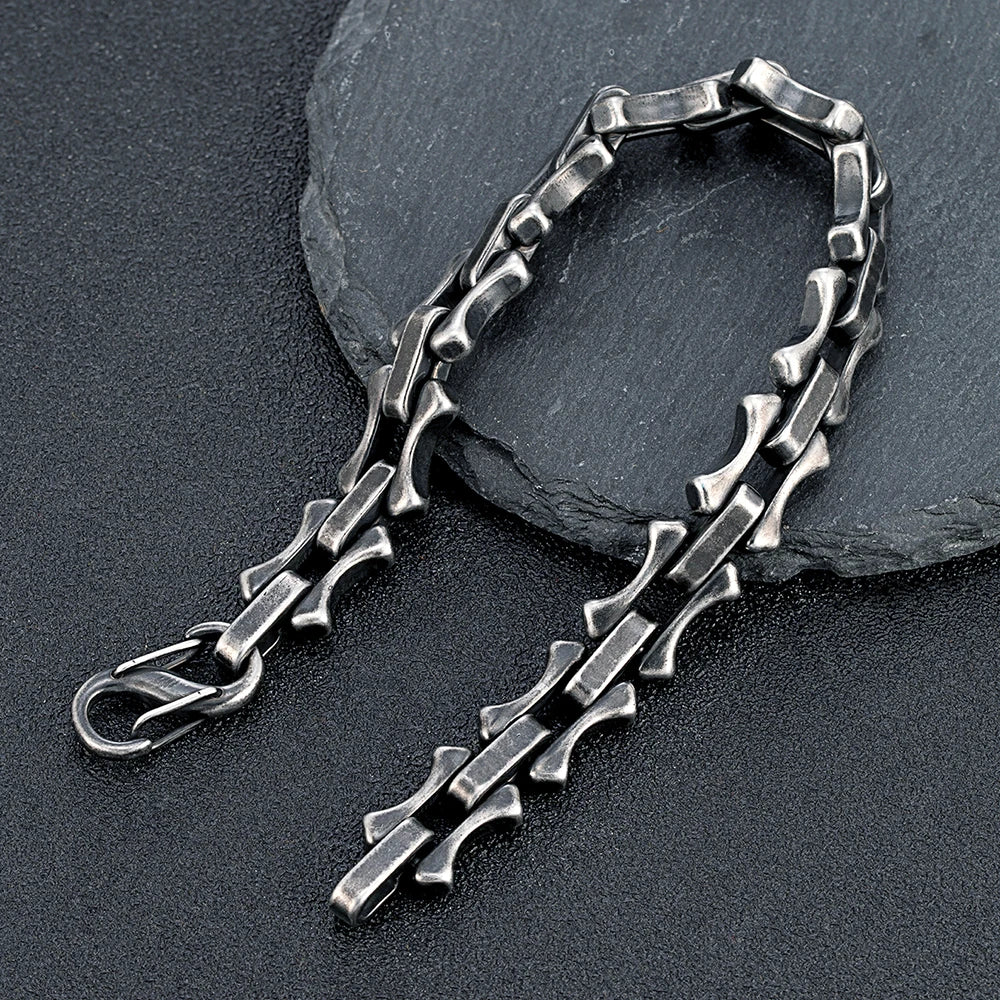 MKENDN 11mm Vintage Keel Chain Bracelet for Men Oxidized Square Link Wristband Viking Punk Style Father's Day Gift - Madeinsea©