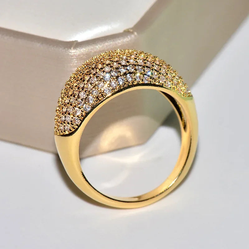 Real 18k Gold Rings for Women Luxury Full Diamond Fine Jewelry Wedding Anniversary Party for Girlfriend&Wife Gift Bijoux Femme - Madeinsea©