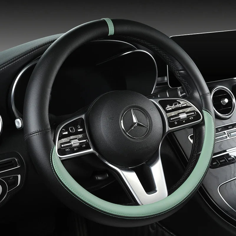 All-Nappa Leather Steering Wheel Cover Leather Steering Cover All-season Universal Breathable Car Handle Protective Case