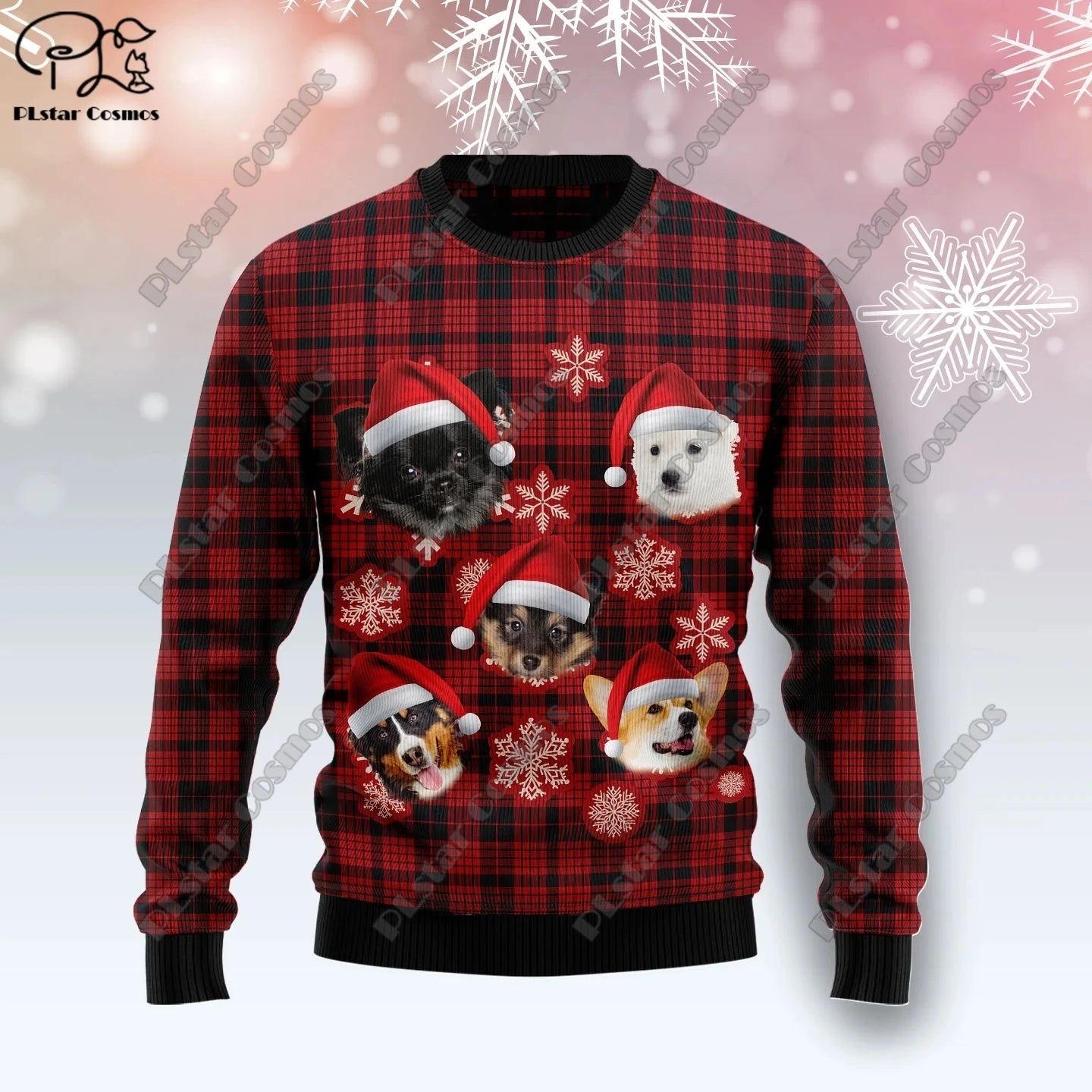 New 3D printed Christmas elements Christmas tree Santa Claus pattern art print ugly sweater street casual winter sweater S-8