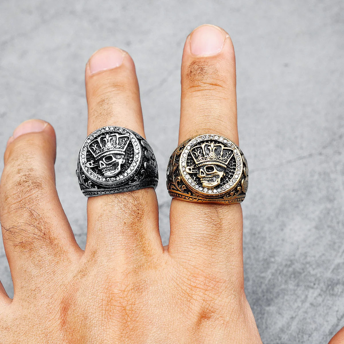 Emperor Men Rings 316L Stainless Steel Joker Crown Inlaid Rhinestone Skeleton Hip Hop Rap for Male Biker Jewelry Best Gift