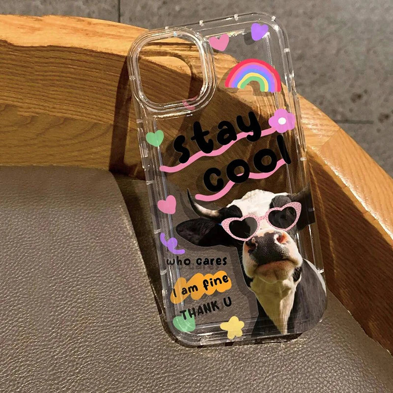 Creative Cow Pattern Clear Phone Case for Xiaomi Redmi Note 13 12 11 Pro Plus 5G 11S 10S 9S 9 10 4G Soft Transparent Cover