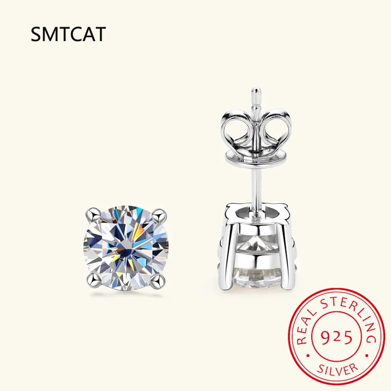 0.3-2CT Moissanite Stud Earrings For Women Girl 925 Certified Silver Earring Exquisite Wedding Jewelry Piercing Pendientes