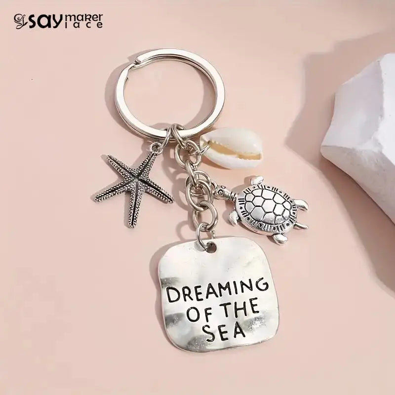 Turtle Starfish Keychain Pendant Dreaming Of The Sea Alloy Key Ring Bag Ornament Accessories