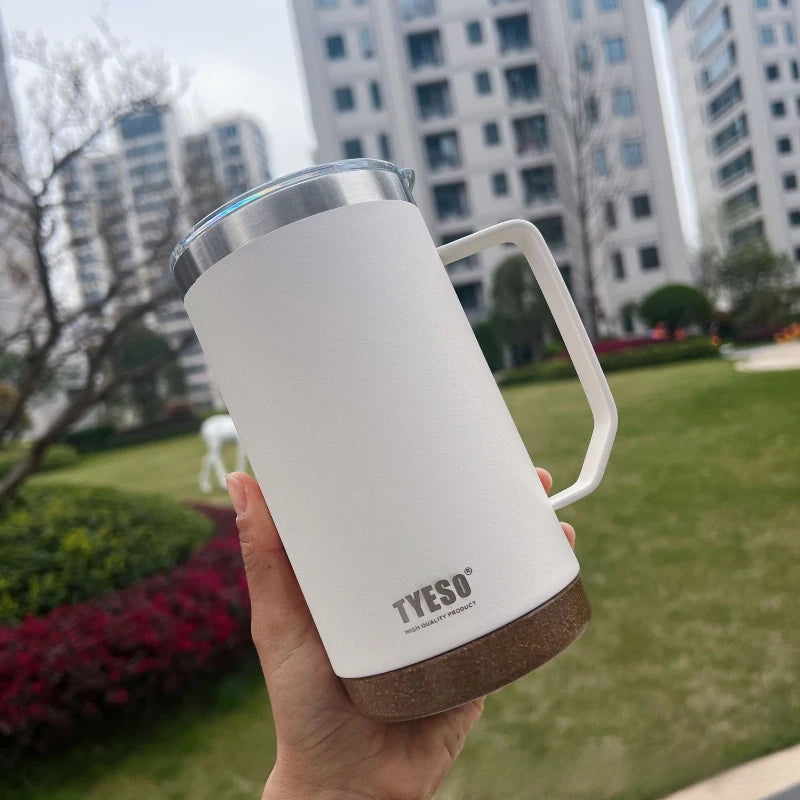 TYESO Wide Mouth Stainless Steel Coffee Mug with Leak-Proof Lid Insulated Office Travel Mug 530ml/710ml For Home Office Gift